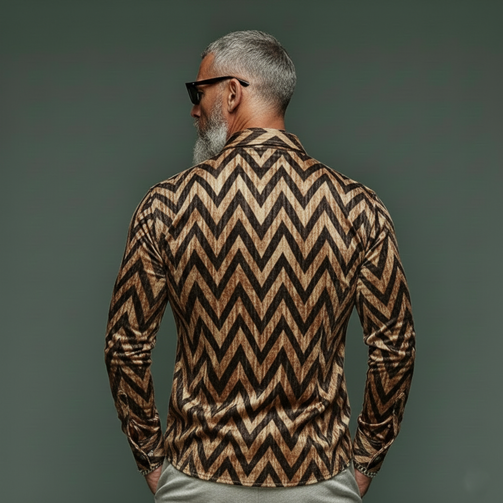 Men's Classic Vintage Velvet Printed Long-sleeved Shirt MTA3096L7K