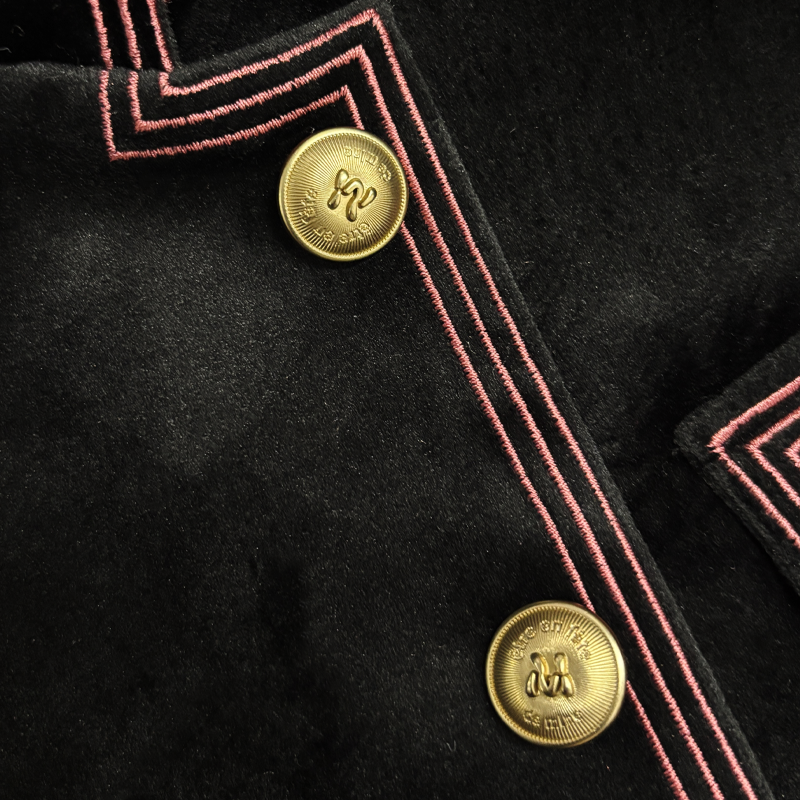 Men's Vintage Velvet Stand-Collar Multi-Button Embroidered Slim-Fit Jacket MTA1188K3U