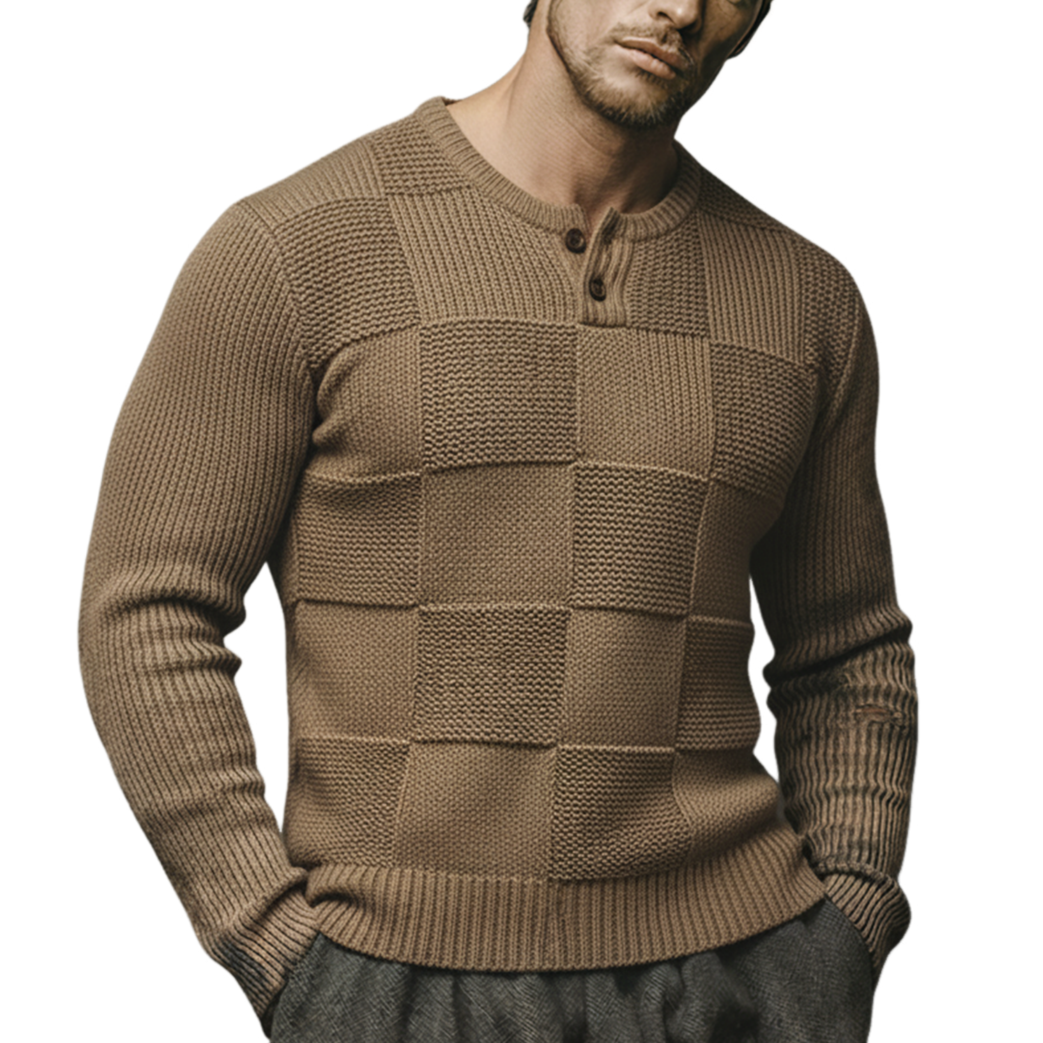 Men's Classic Casual Henry Slim Fit Sweater MTA1494K1K