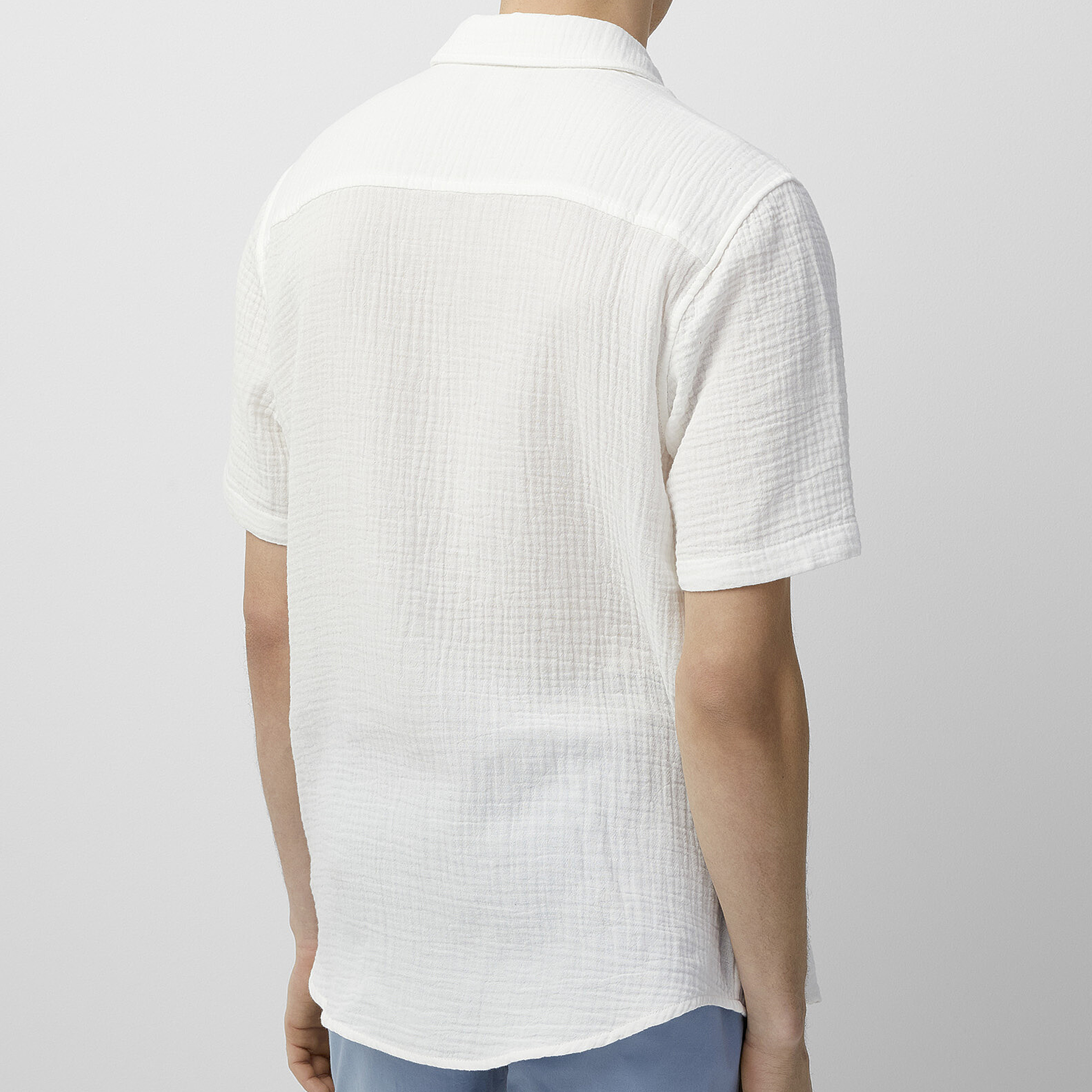 Men's Spring And Summer Casual Pleated Cotton Blended Short Sleeve Shirt MTA1846G9K