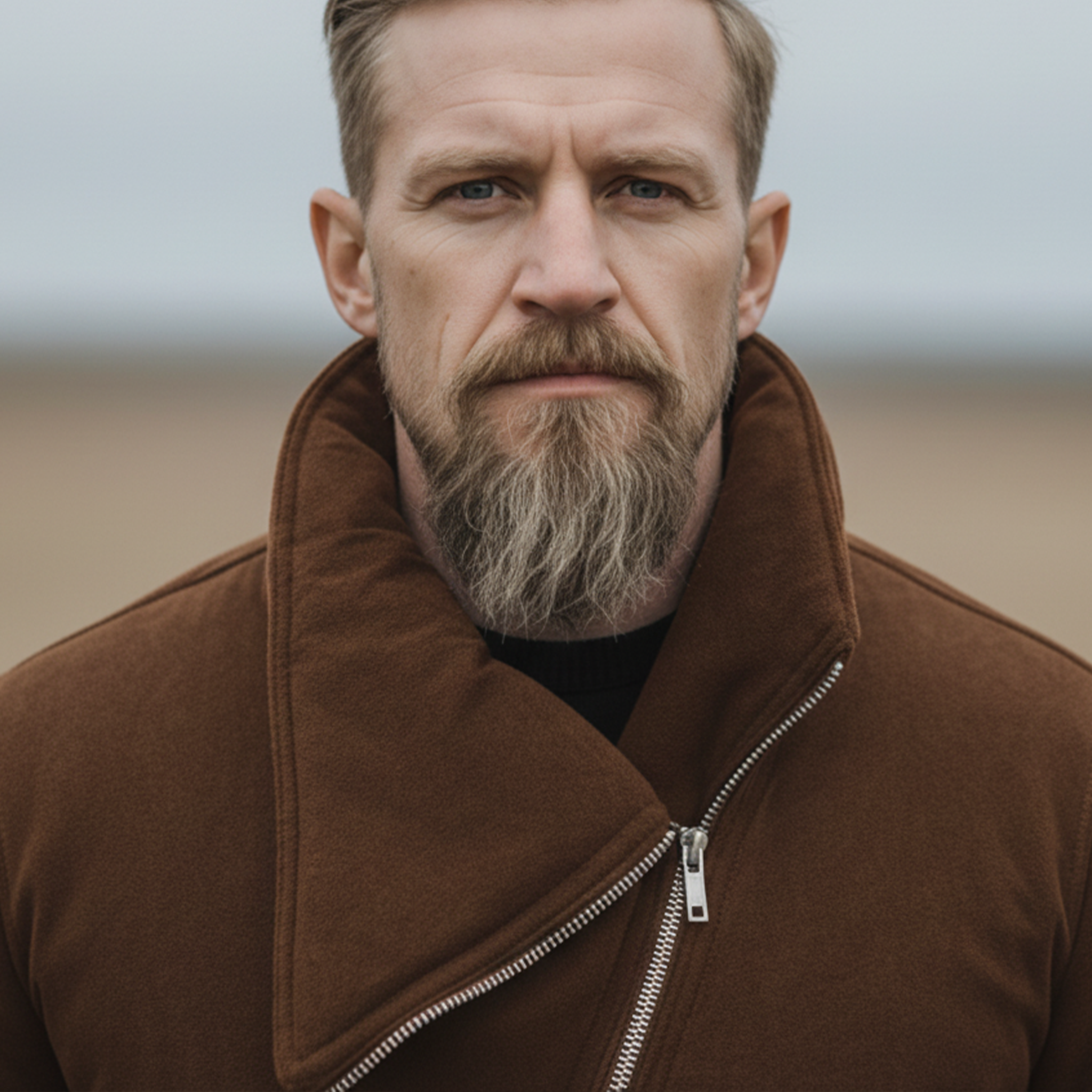 Men's Classic Western Tough Style Irregular Collar Design Faux Suede Jacket MTA2757J0K