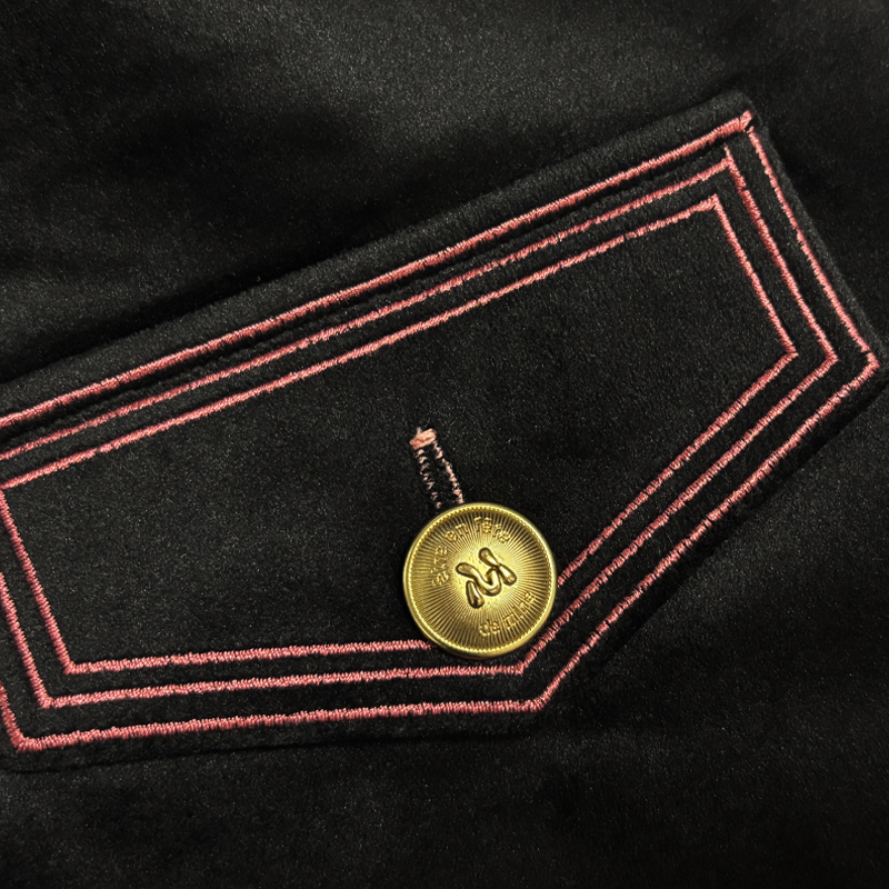 Men's Vintage Velvet Stand-Collar Multi-Button Embroidered Slim-Fit Jacket MTA1188K3U