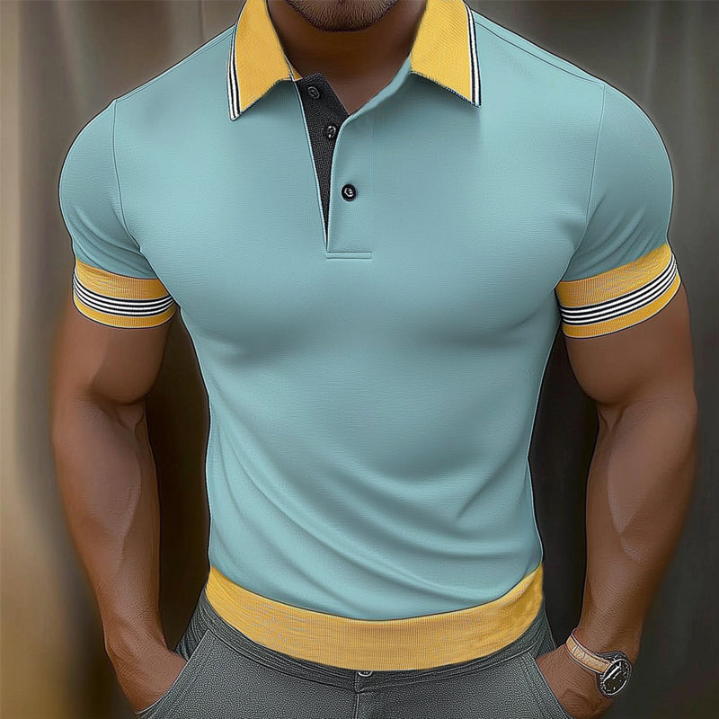 Men's Summer Business Colorblock POLO Shirt MTA2966D5U