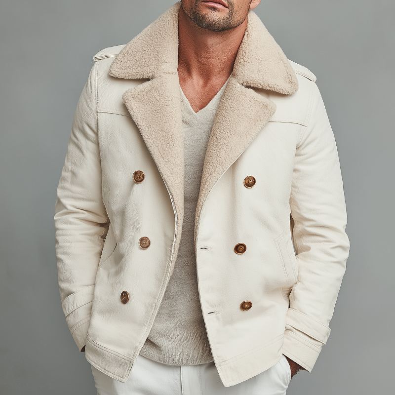 Men's Retro Casual Plush Warm Lapel Cotton Jacket MTA2277I1TO