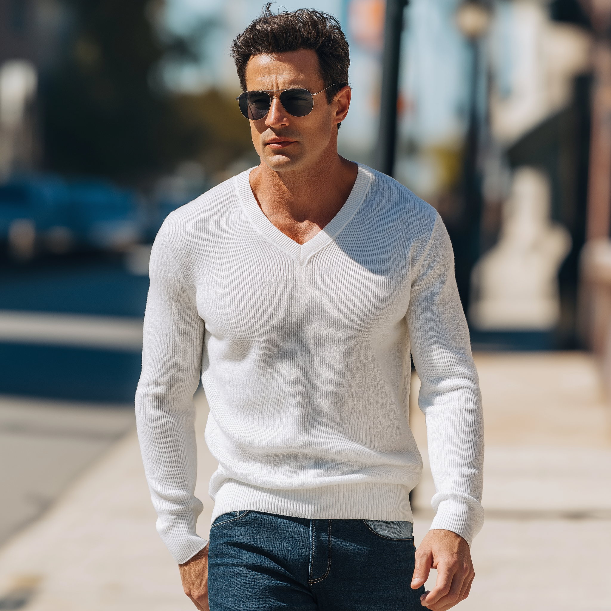 Men's Simple Solid Color Knitted Thin Sweater MTA1158H7P