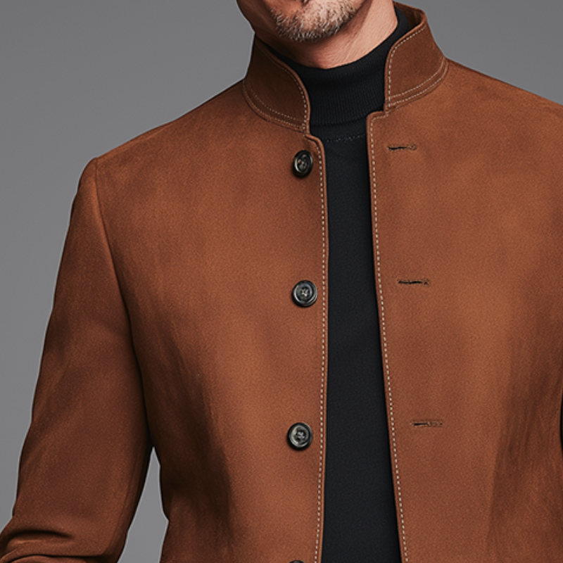 Men's Vintage Casual Suede Stand Collar Single Breasted Jacket MTA2810H3TO