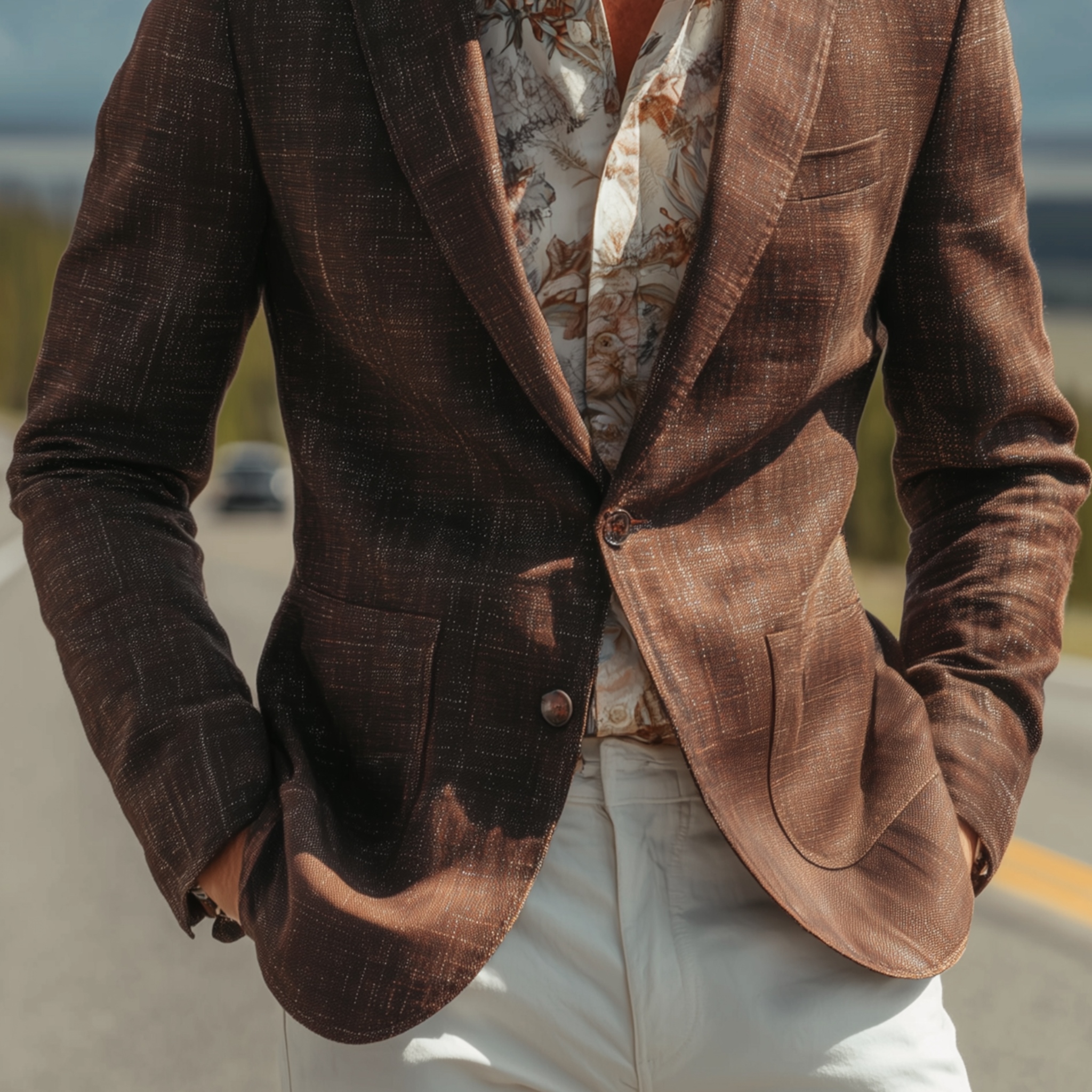 Men's Classic Casual Cotton Blend Textured Single-breasted Blazer MTA2954H7K