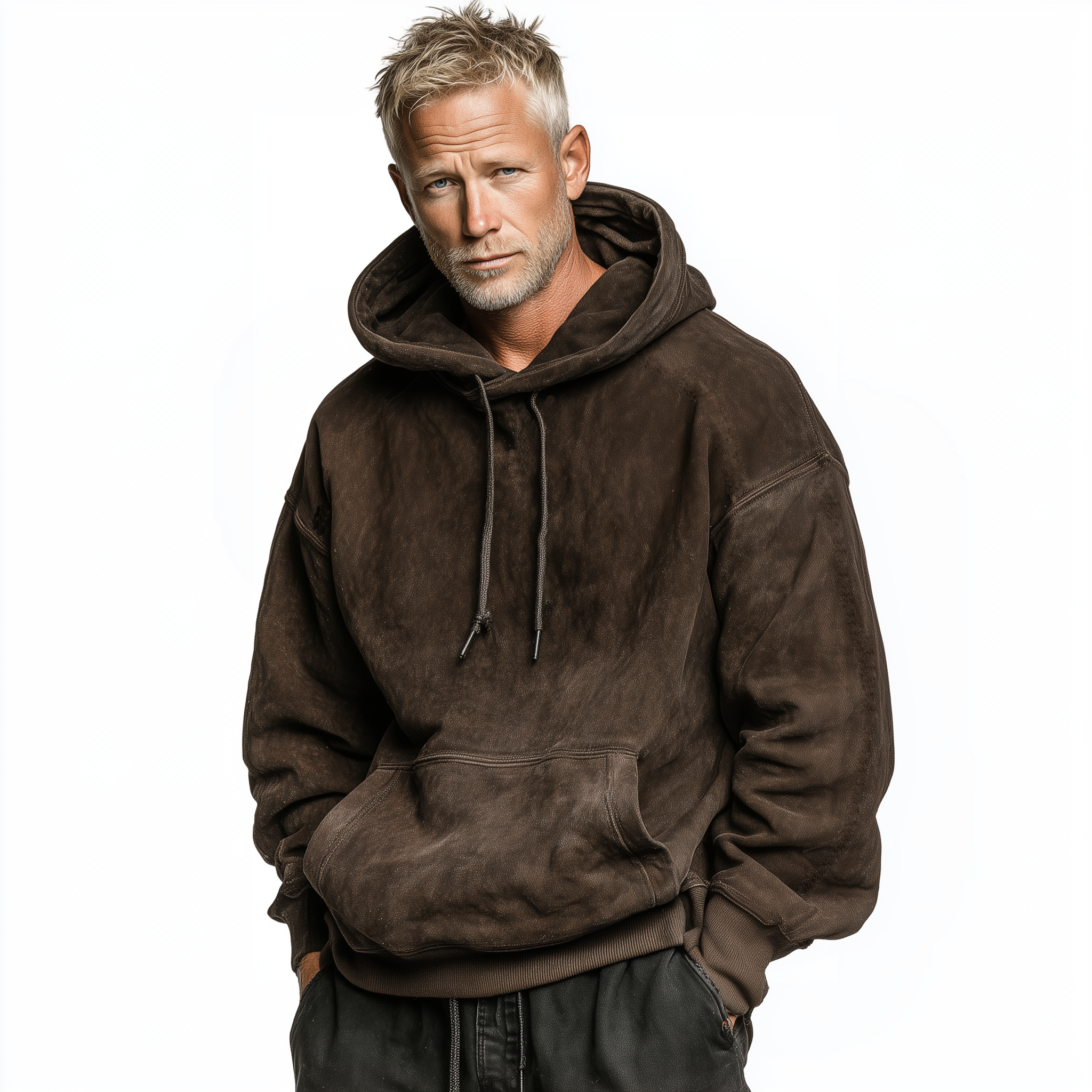 Men's Classic Casual Faux Suede Loose Hoodie MTA1326J7K