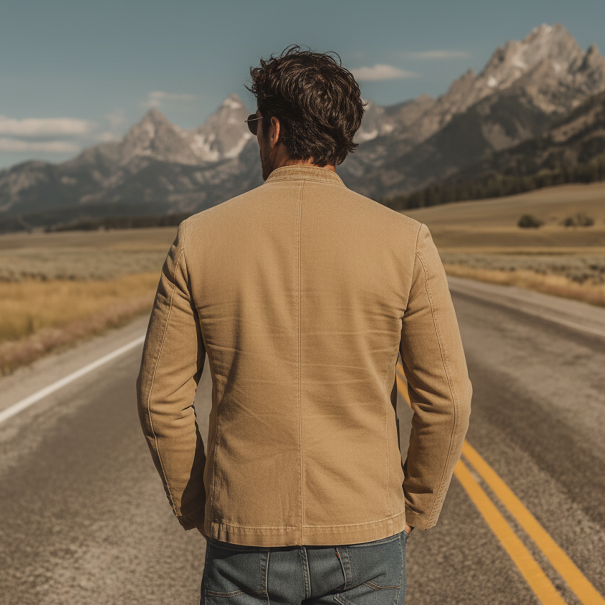 Men's Classic Vintage Washed Twill Cotton Stand-collar Jacket MTA1104L6K