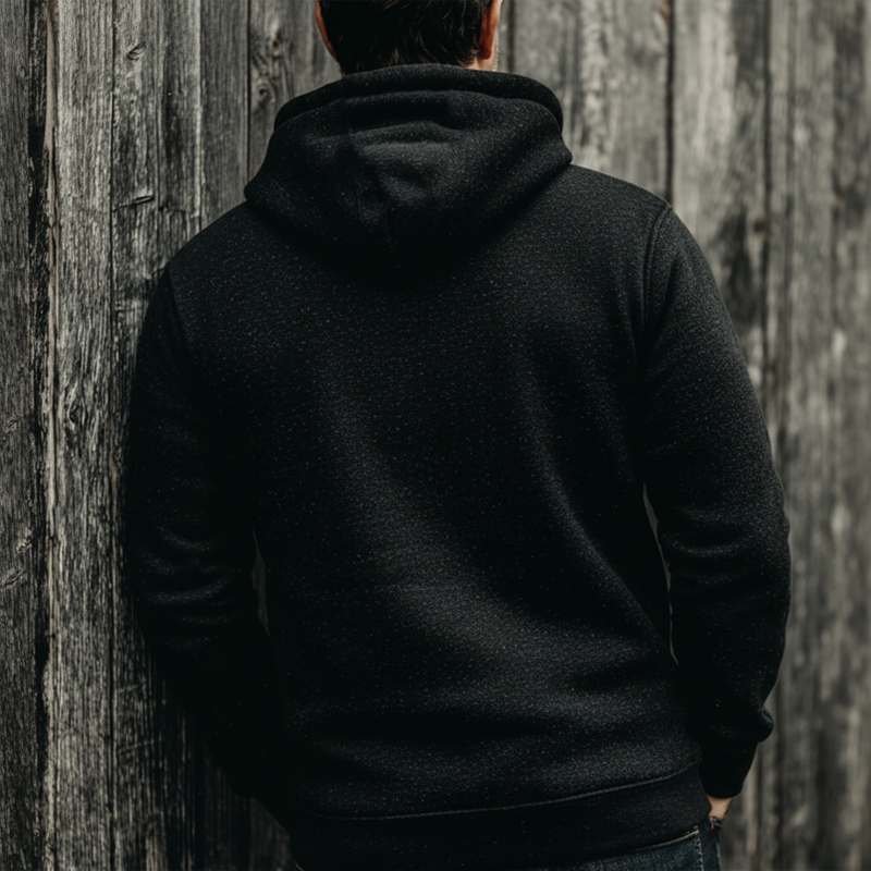 Men's Urban Black Winter Warm Fleece Hoodie MTA2413K0U