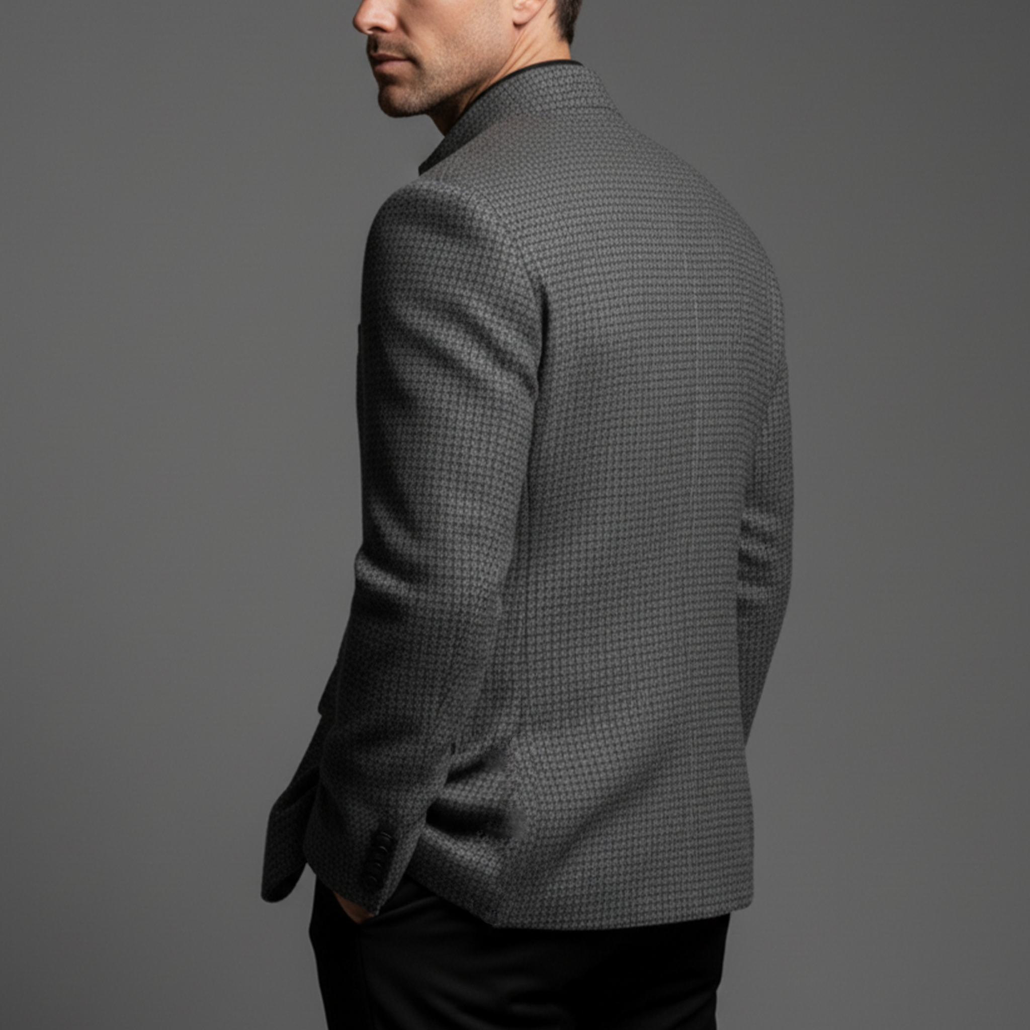 Men's Classic Retro Stand Collar Woven Faux Woolen Slim Jacket MTA1835I7K
