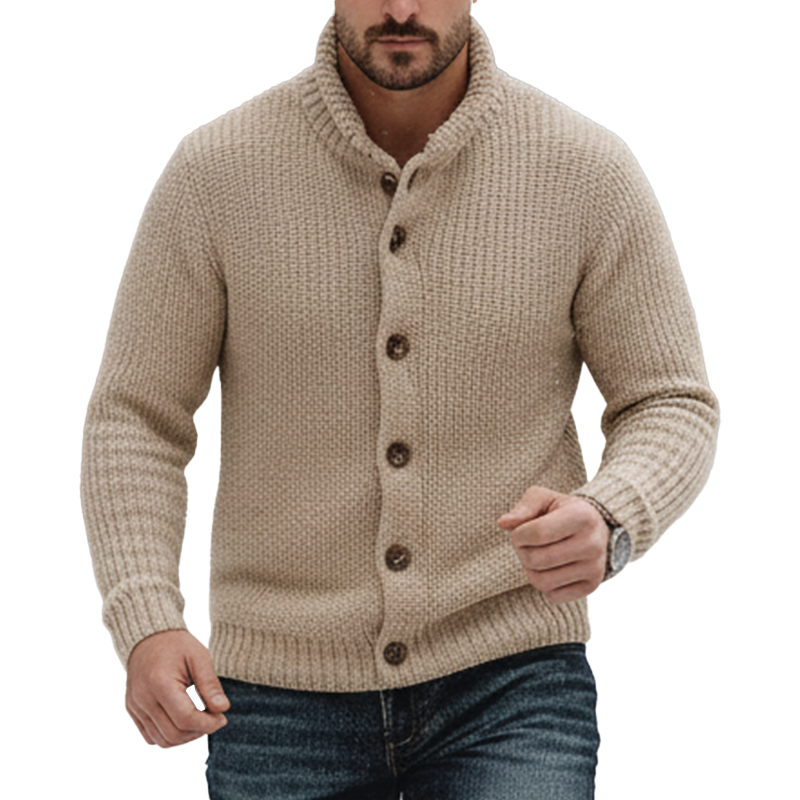 Men's Winter Simple Cotton Yarn Knitted Button Cardigan MTA2883K4P