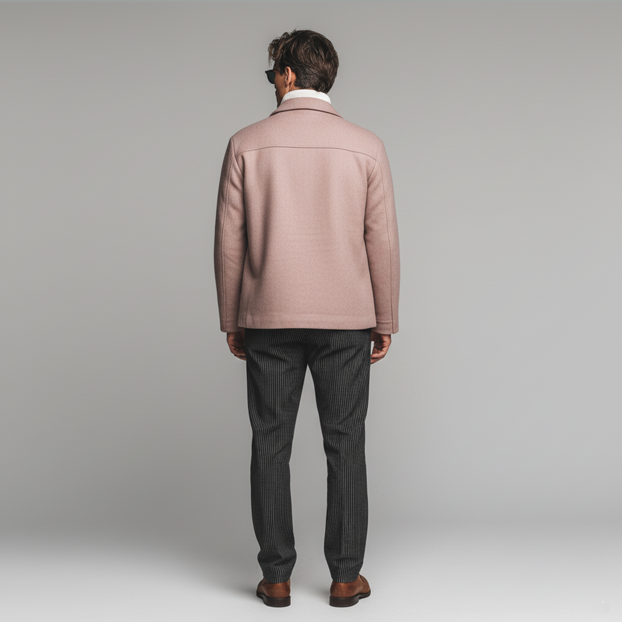 Men's Classic Casual Lapel Pink Faux  Wool Jacket MTA2481I6K