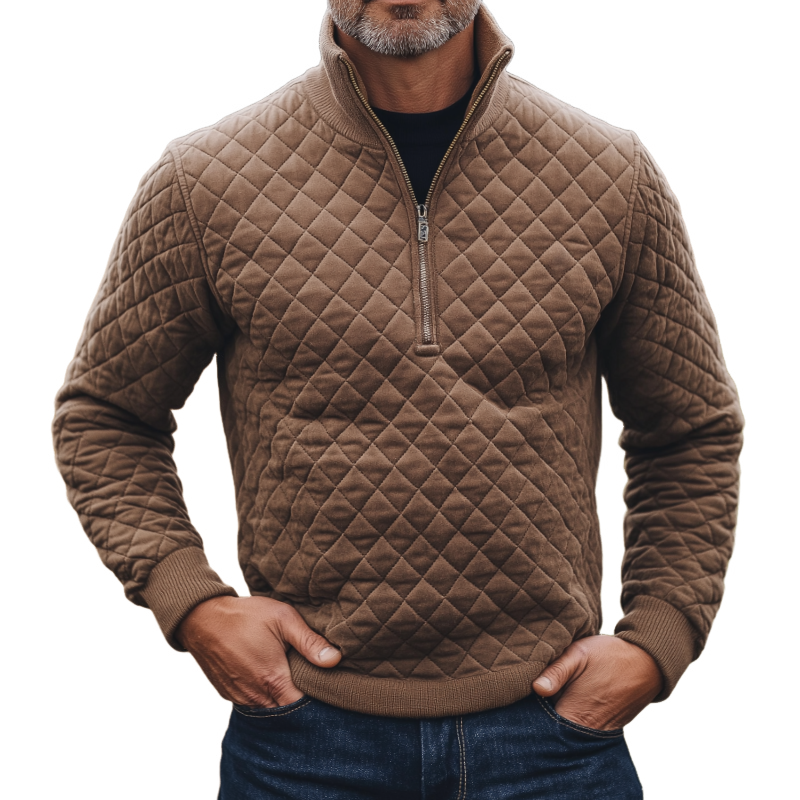 Men's Retro Casual Quilted Zipper Warm Sweatshirt MTA1011K1TO