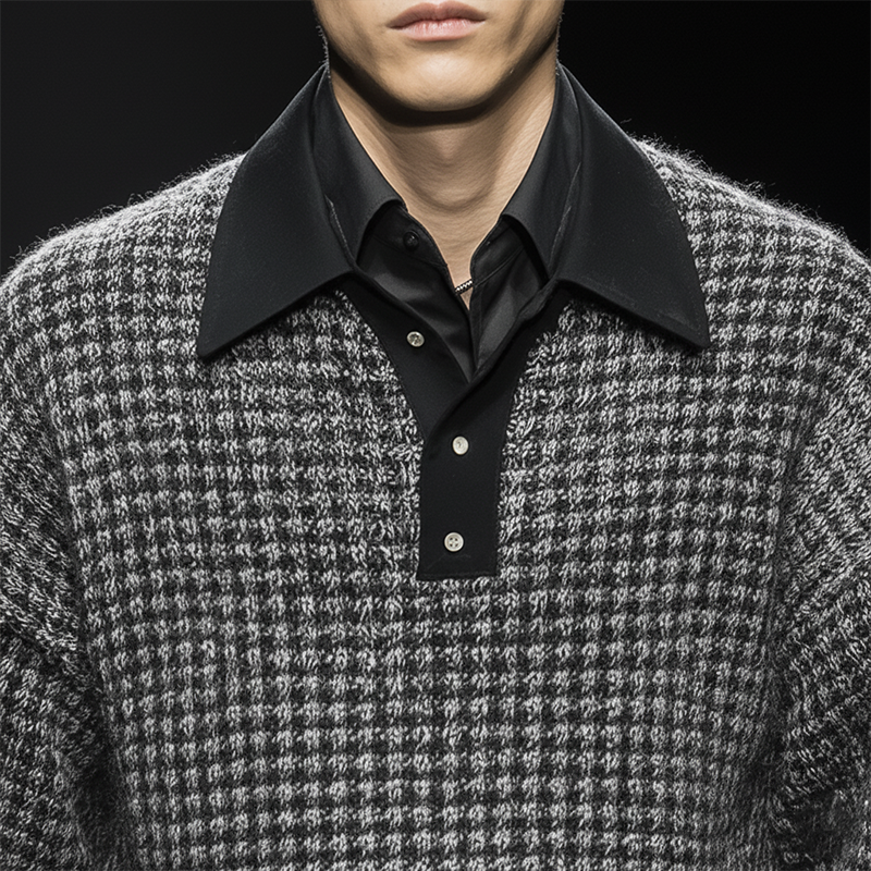 Men's Winter Fashion Cotton Knitted Houndstooth Pattern Sweater MTA1353J2P