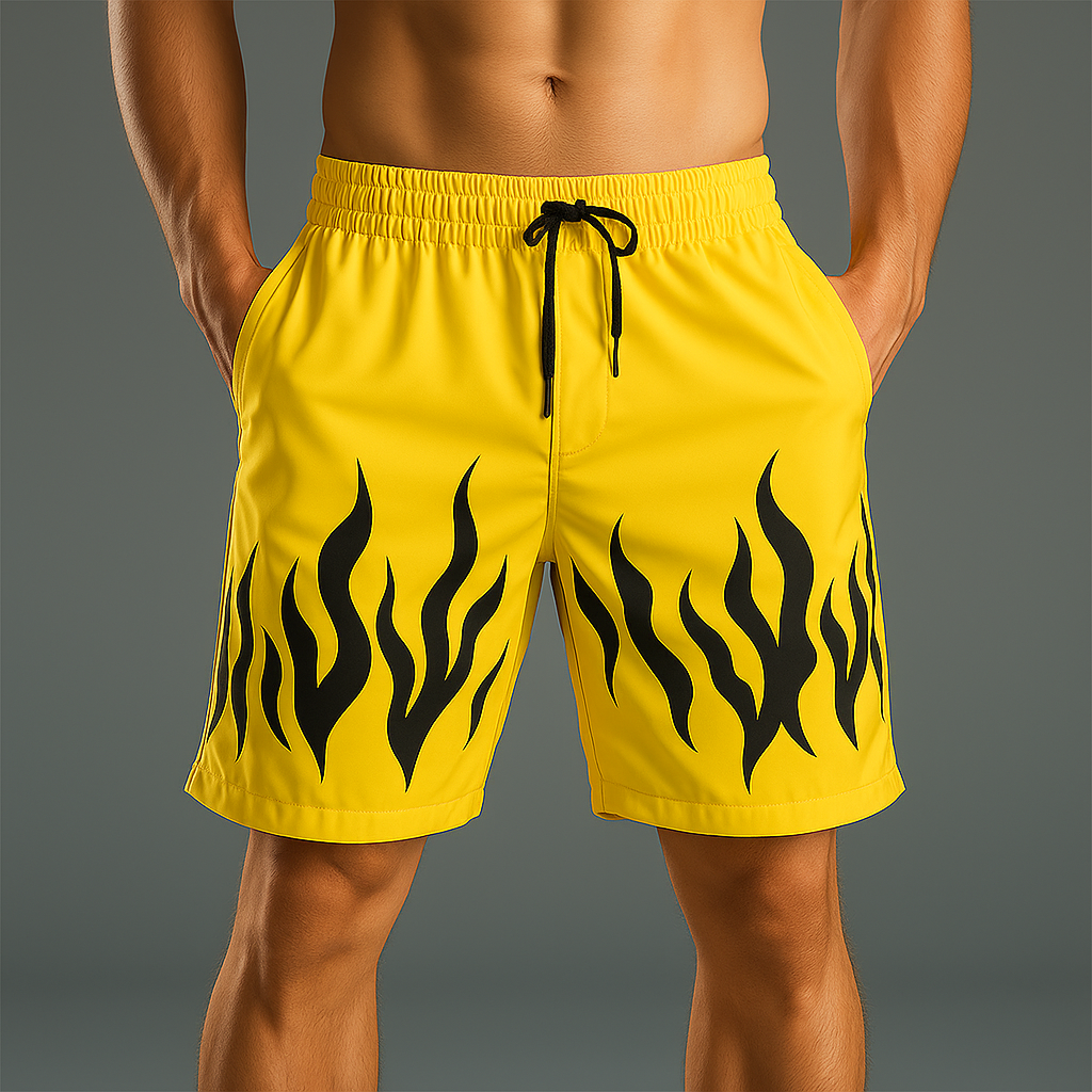 Men's Summer Fashion Flame Print Cotton Blend Sports Shorts MTA0128G4P