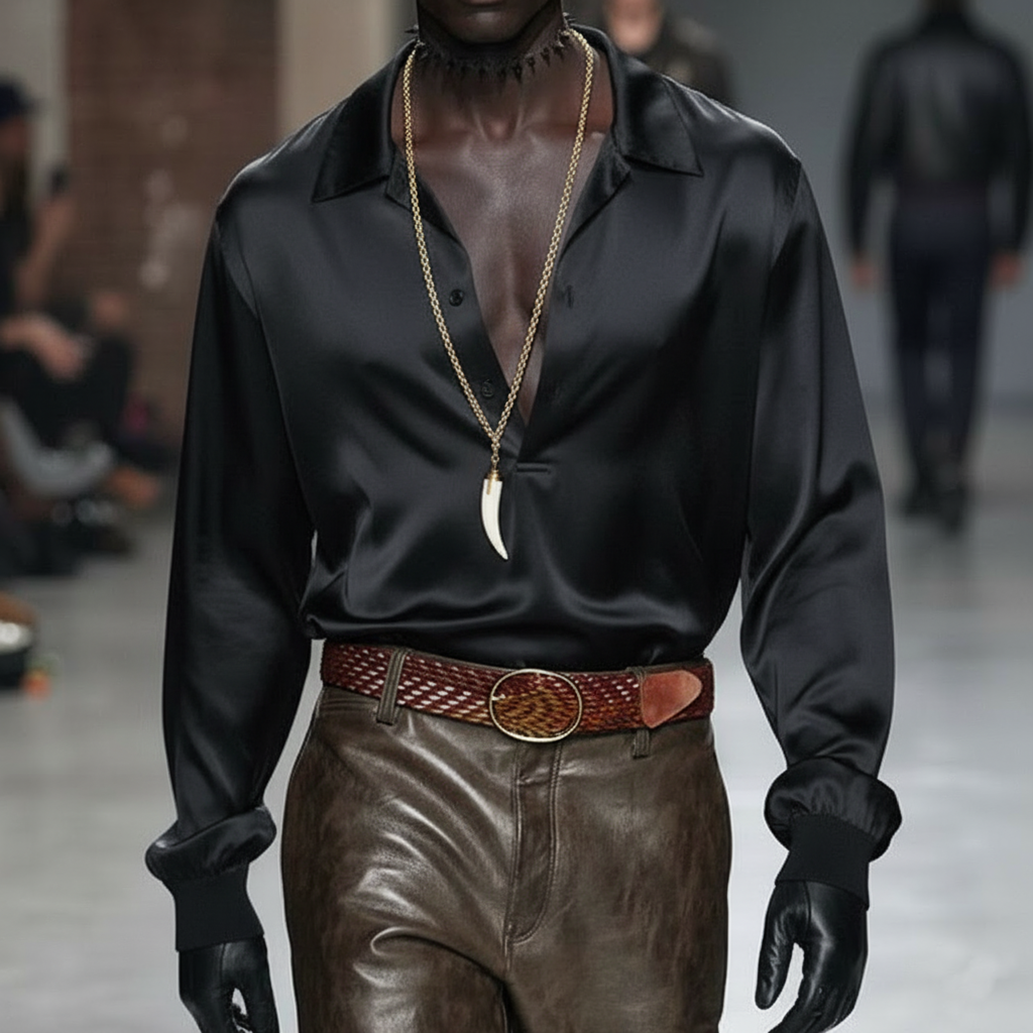 Men's Classic Casual Satin Pullover Long-sleeved Shirt MTZ0924A7K