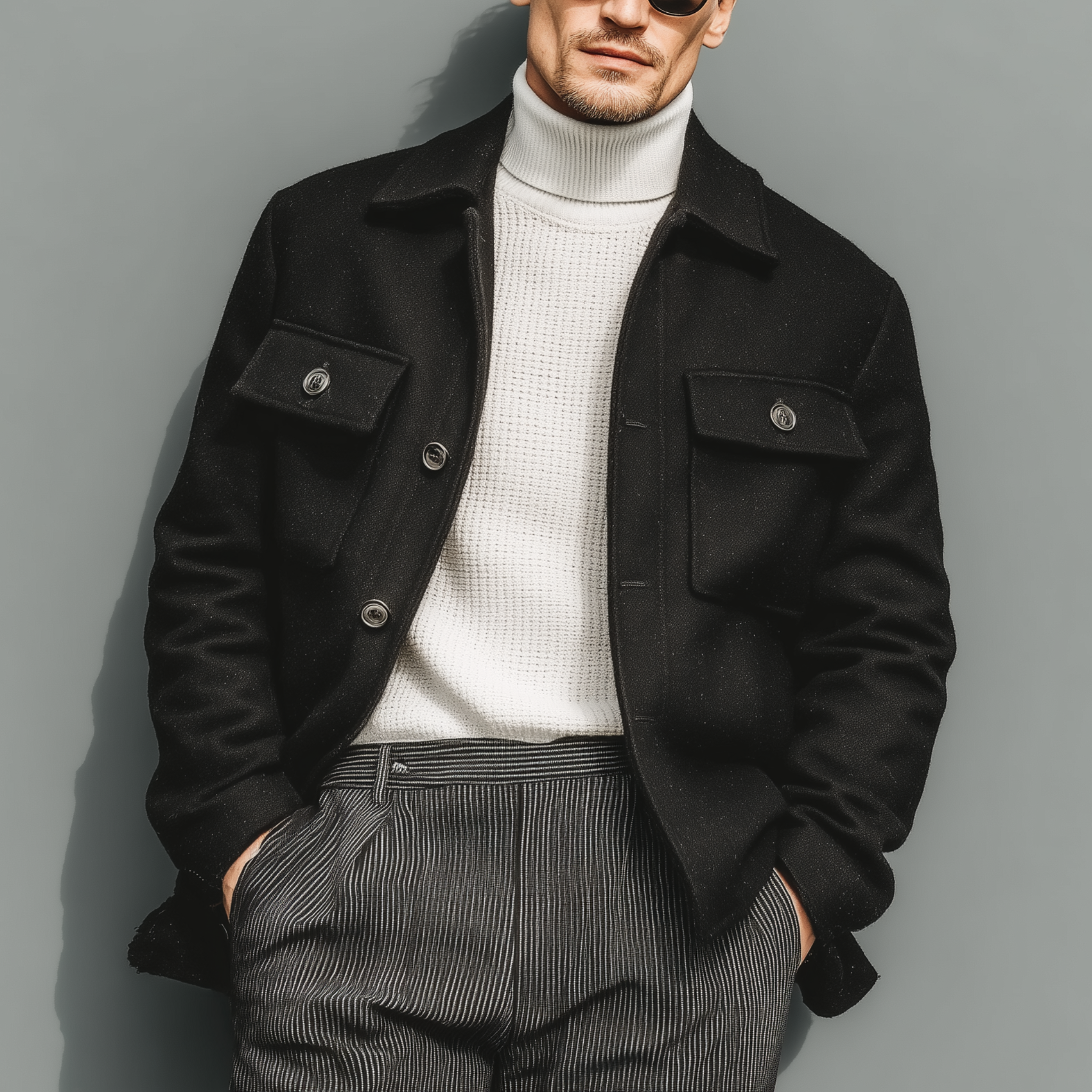 Men's Classic Casual Lapel Faux Woolen Jacket MTA2463I1K