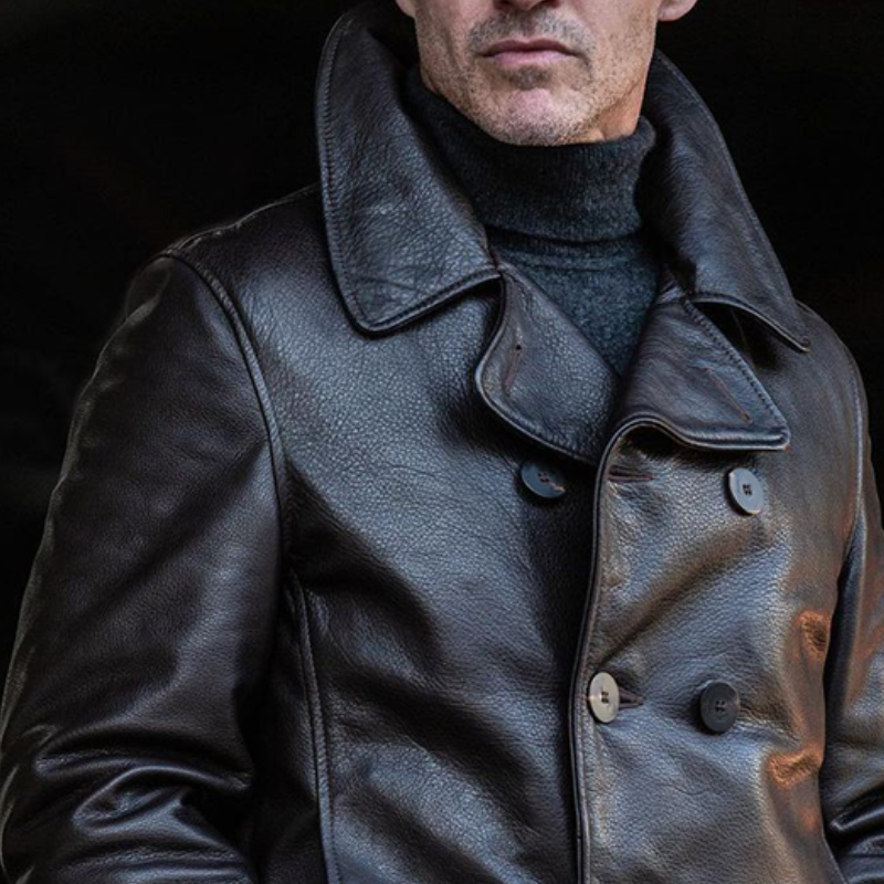 Men's Retro Casual PU Double-Breasted Jacket MTA0522L9TO