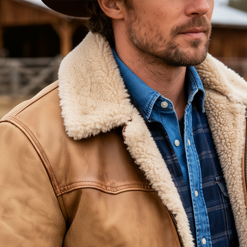 Men's Winter Retro Faux Suede Fleece Lined Jacket MTA0571K1P