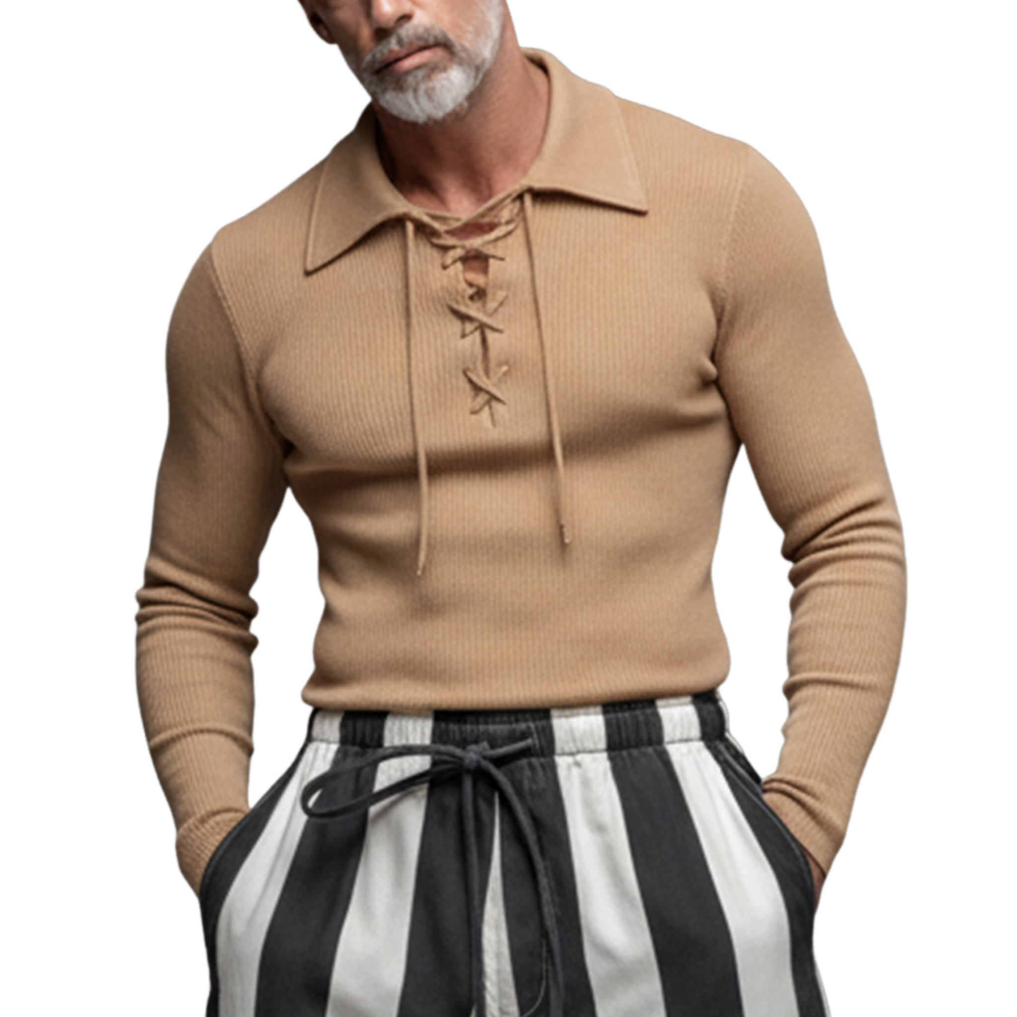 Men's Classic Casual Knitted Slim Fit Long-Sleeve Polo Collar Sweater MTA2910J3K