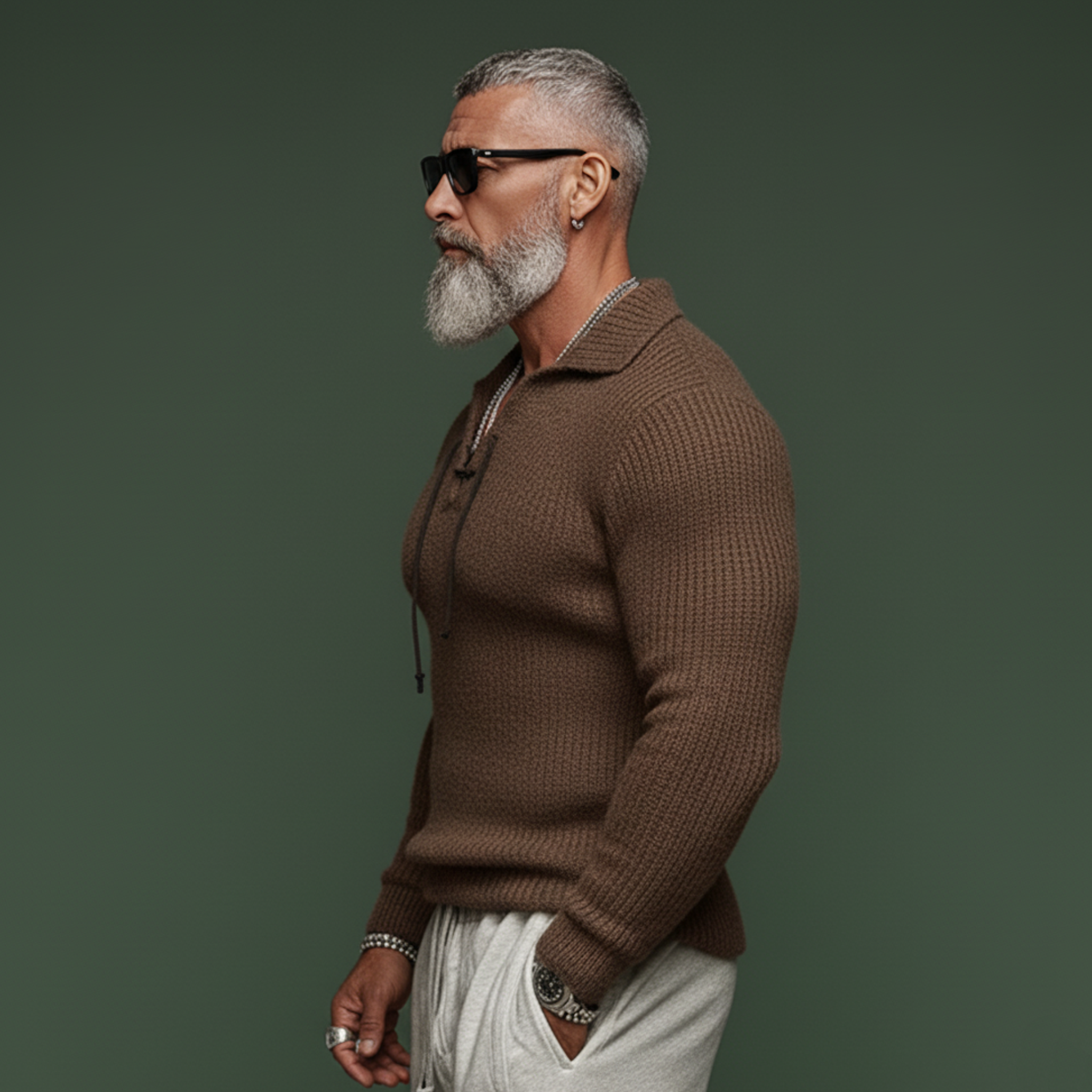 Men's Classic Casual Tie-neck Slim Fit Sweater MTA0436K3K