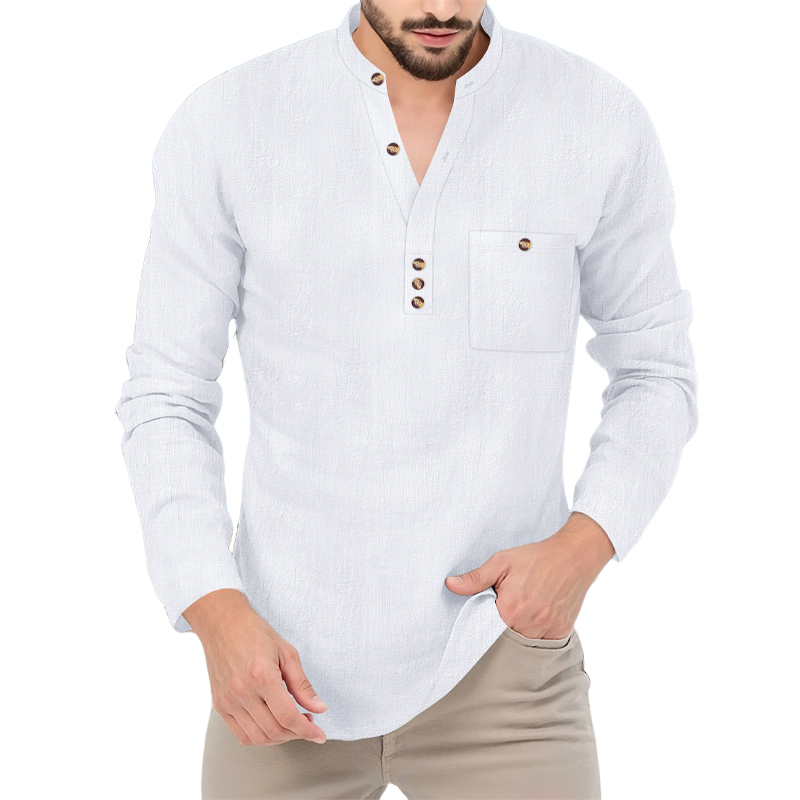 Men's Classic Solid Color Textured Long-sleeved T-shirt MTA2221H7U