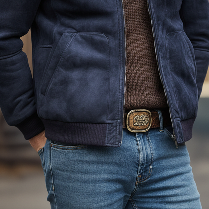 Men's Winter Retro Faux Suede Lined Hooded Zip-Up Jacket MTA2402K2P