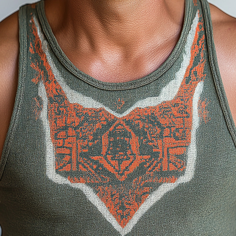 Men's Summer Western Cowboy Style Knitted Jacquard Tank Top MTA2876D6P