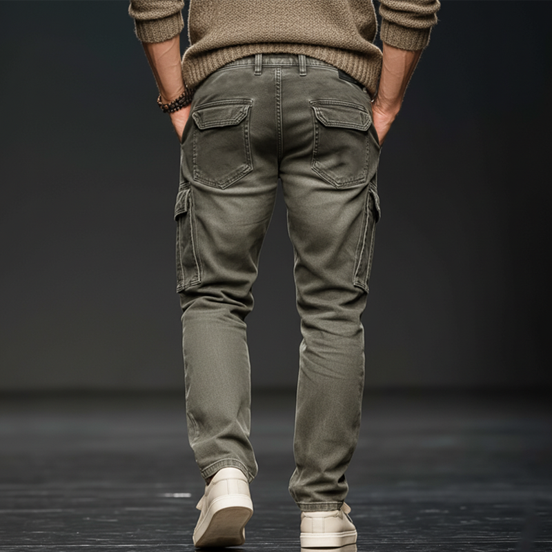Men's Classic Distressed Ripped Multi-pocket Straight Jeans MTA2463J1U