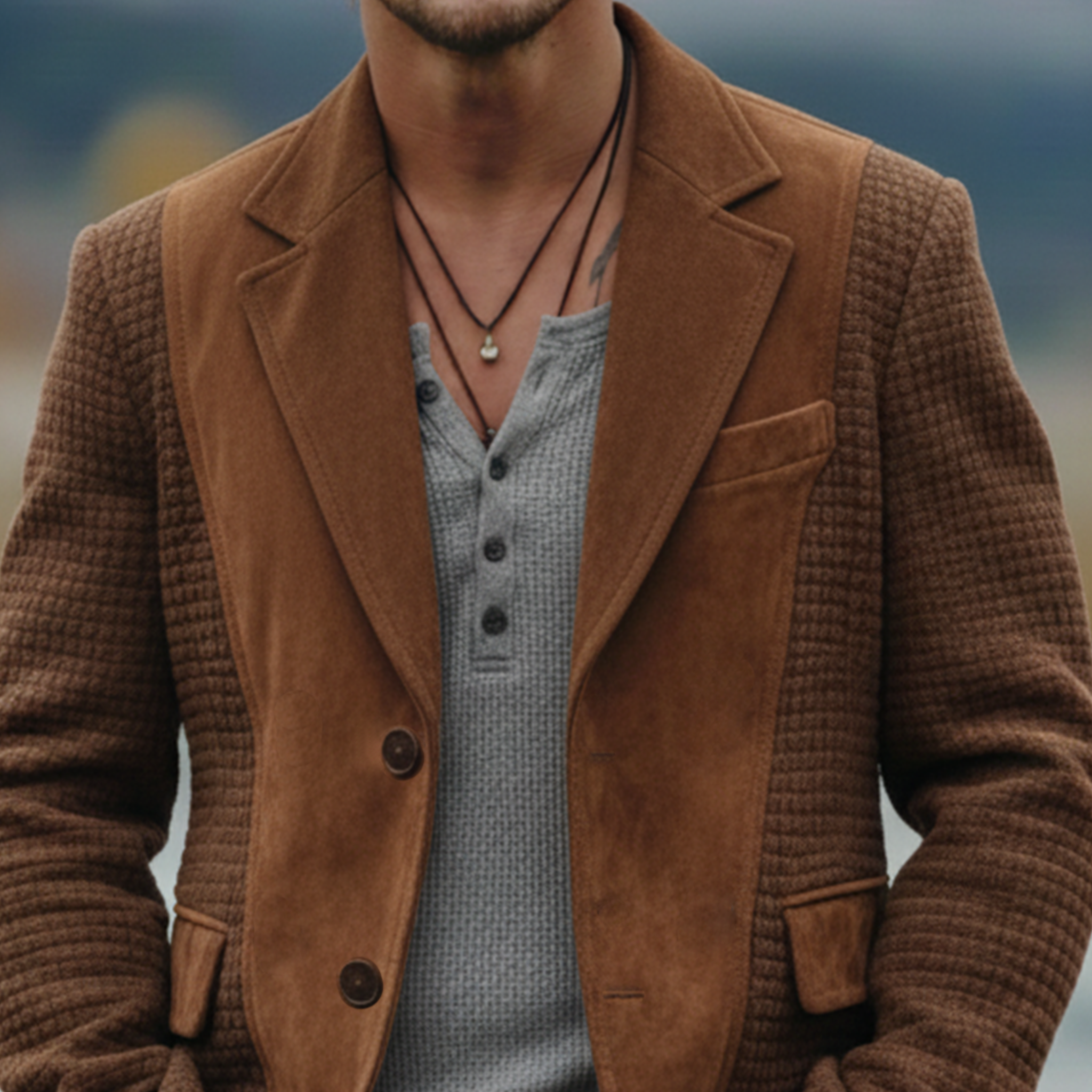 Men's Classic Vintage Western-style Faux Suede Single-breasted Blazer MTA0862L4K