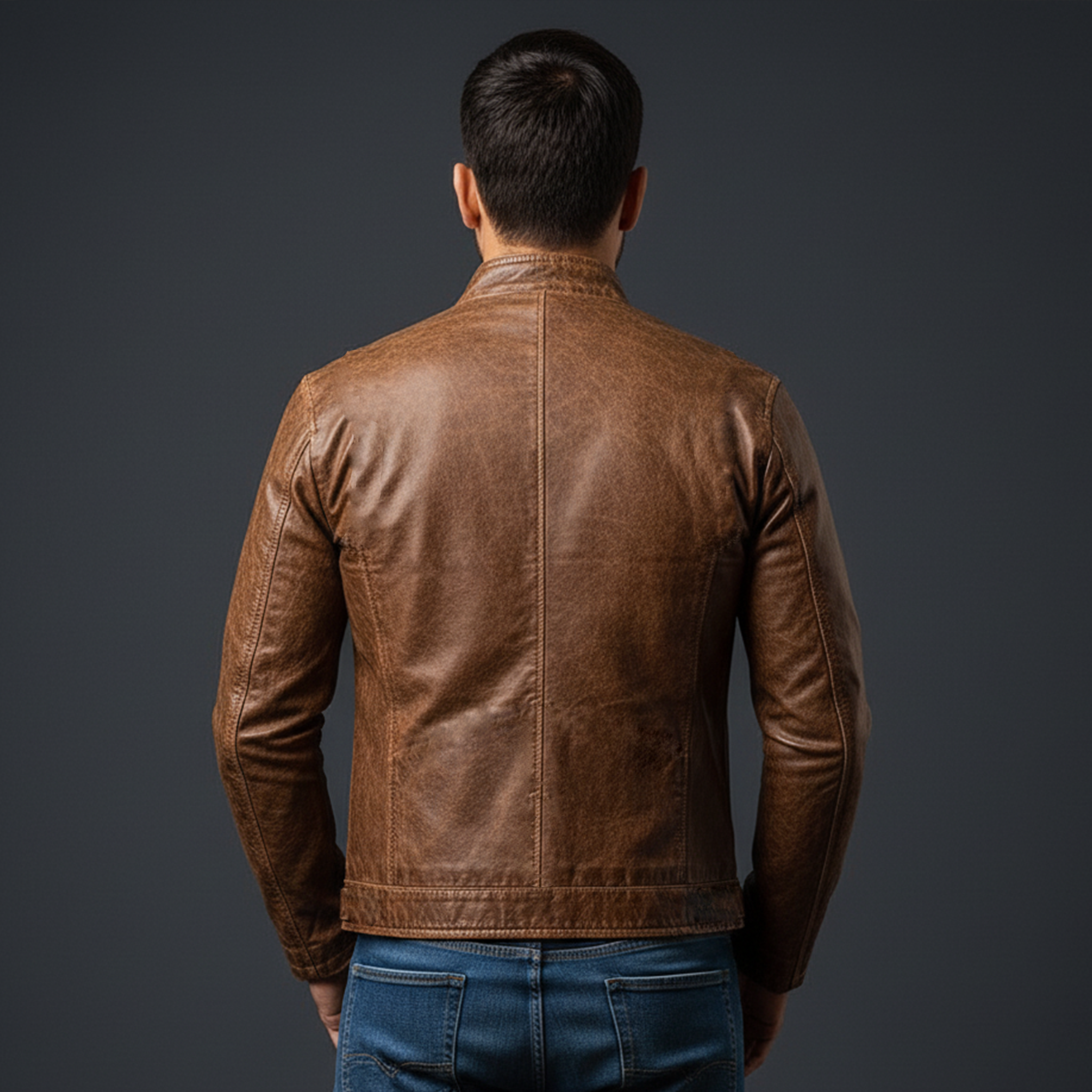 Men's Classic Retro Stand Collar PU Leather Zipper Jacket MTA2504J9K