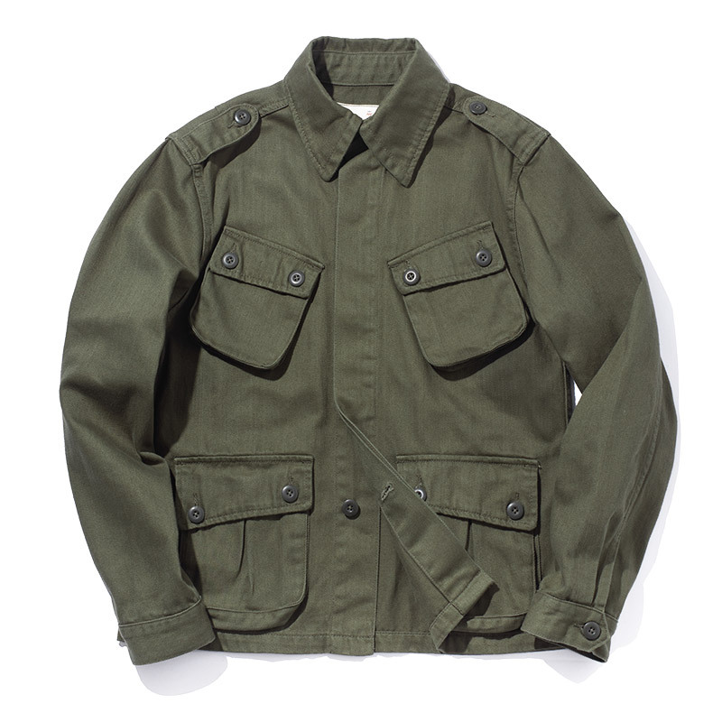 Men's Classic Retro Army Green Multi-pocket Jacket MTA0873I0U