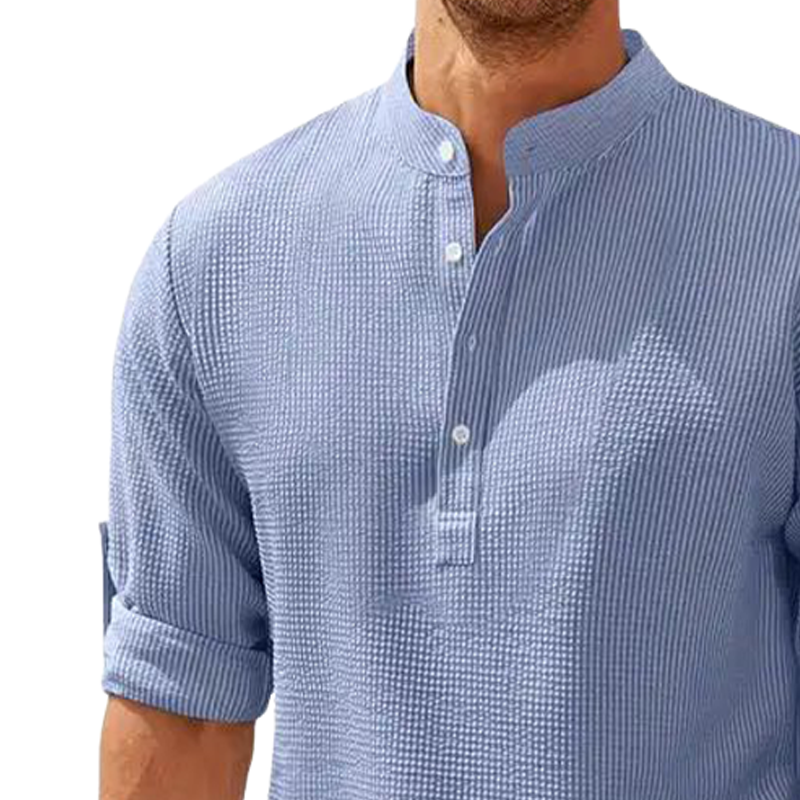 Men's Classic Grained Henley Collar Long Sleeve T-Shirt MTA2364G6U