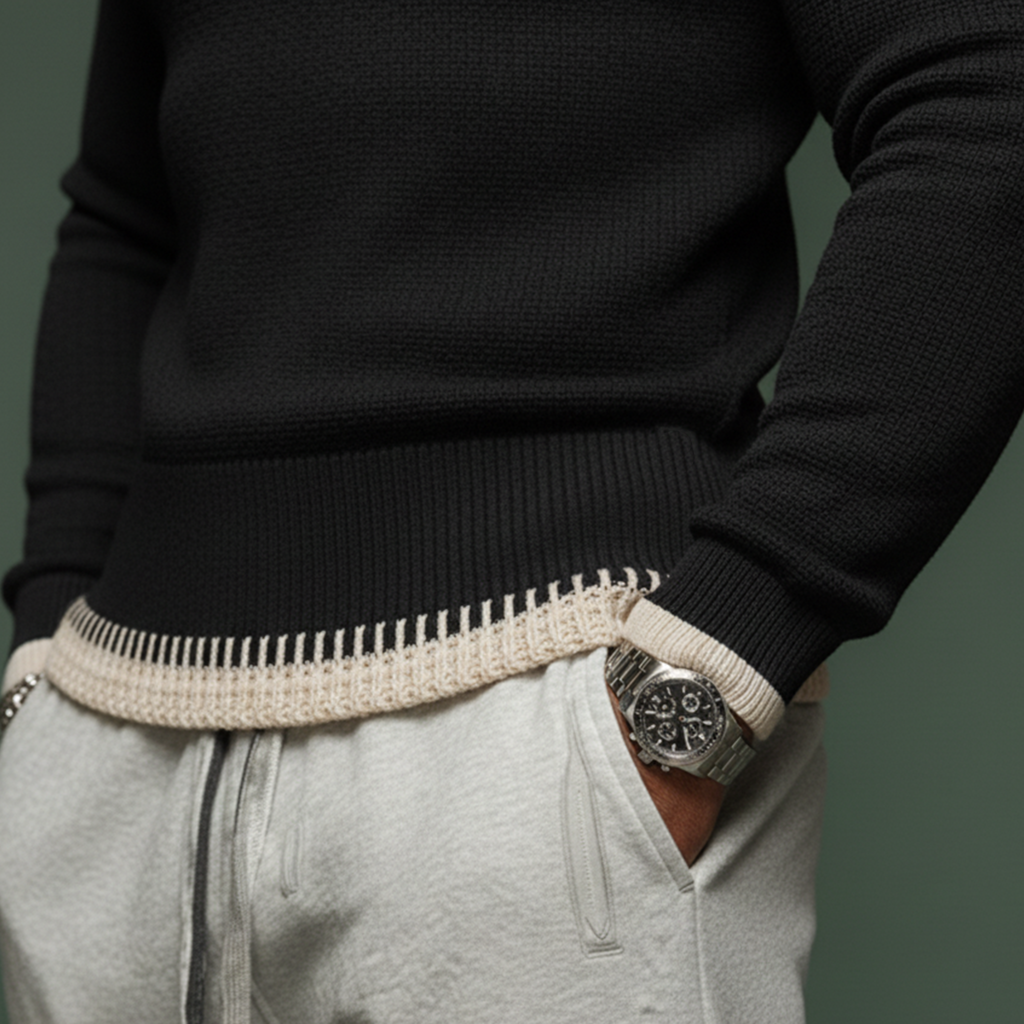 Men's Fashionable And Unique Crew Neck Slim Fit Sweater MTA2940J4K