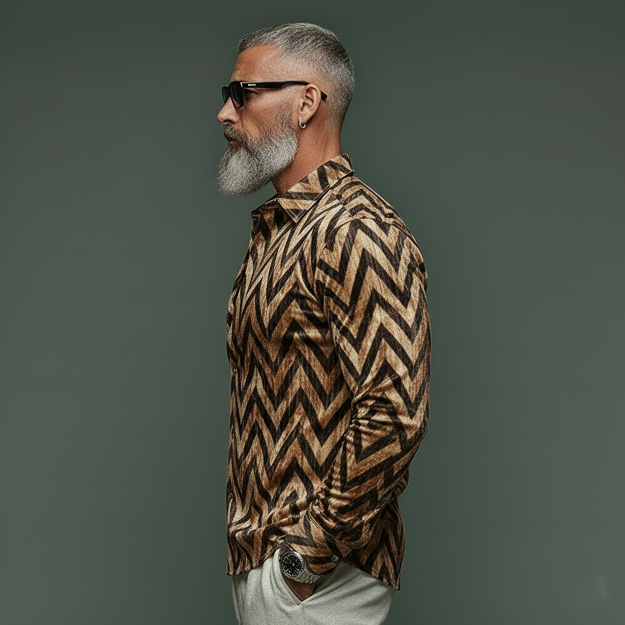 Men's Classic Vintage Velvet Printed Long-sleeved Shirt MTA3096L7K