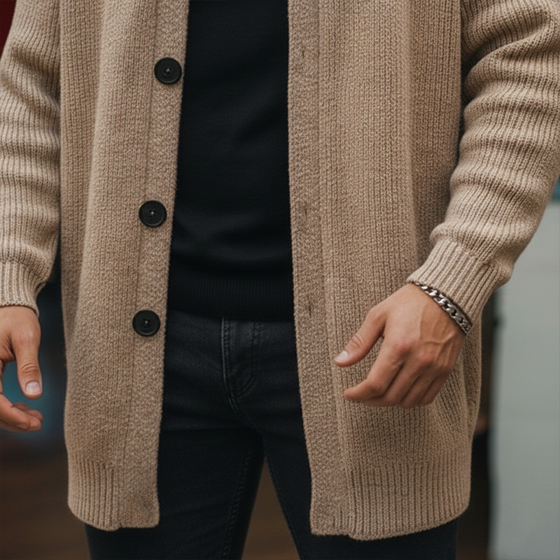 Men's Winter Simple Button Closure Cotton Knit Cardigan MTA1776J7P