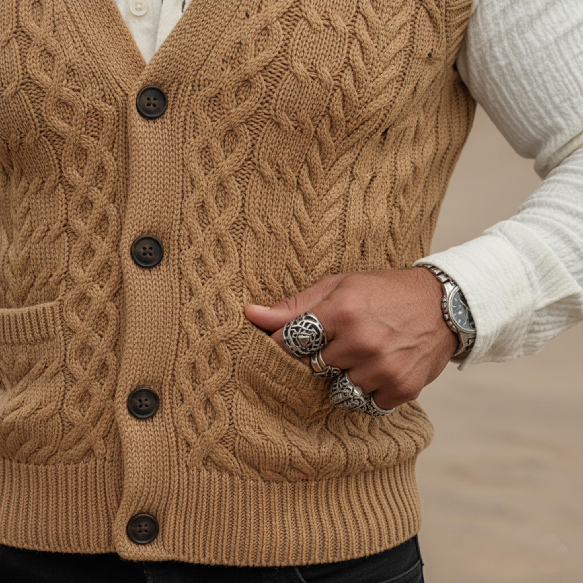 Men's Classic Casual Jacquard Knitted Vest MTA1241K7K