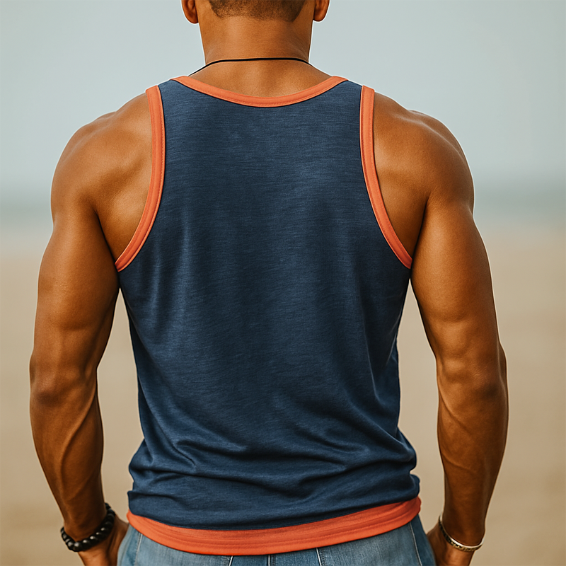 Men's Summer Round Neck Colorblock Knitted Tank Top MTA1689G6U