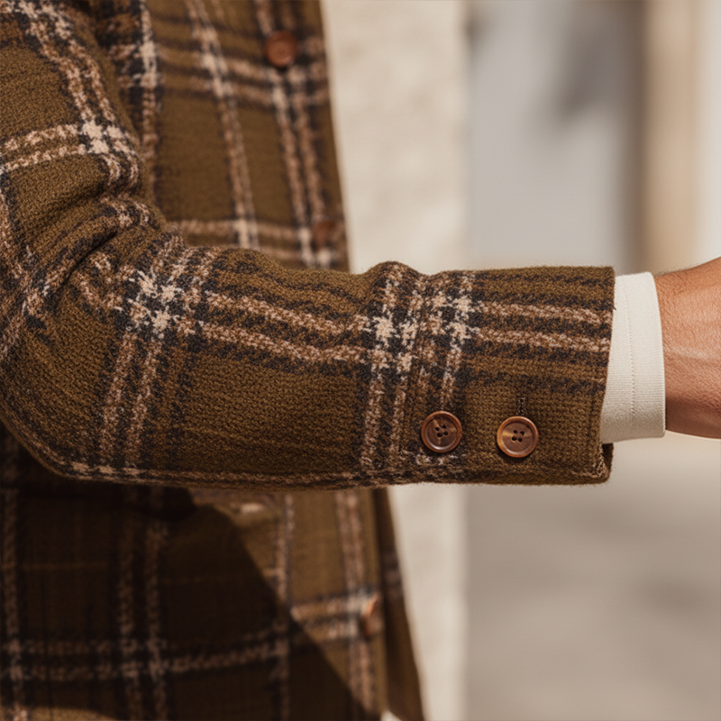 Men's Autumn And Winter Vintage Checkered Tweed Jacket Coat MTA1999I0P