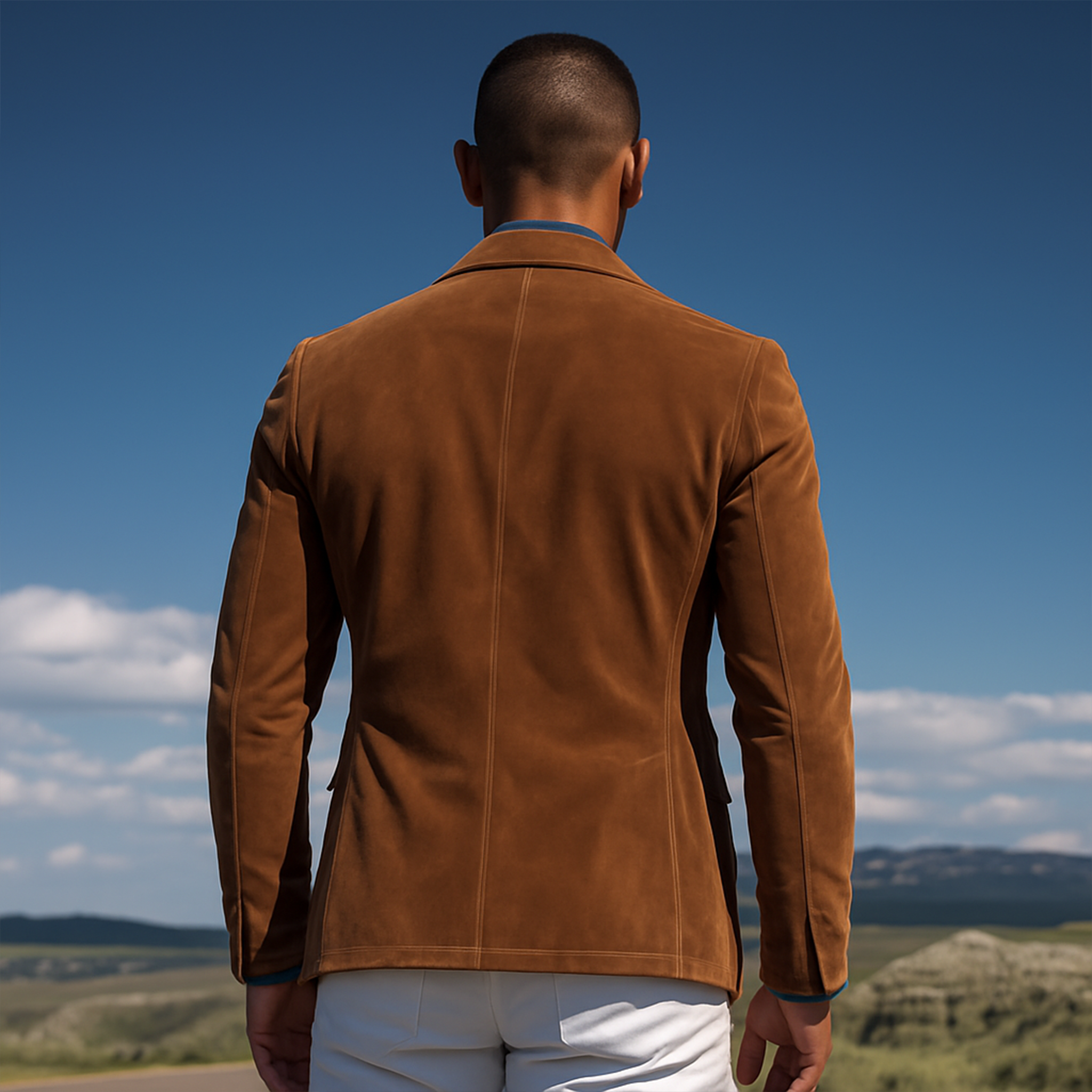 Men's Classic American Retro Western Embroidered Suede Single-breasted Blazer MTA1917H8K