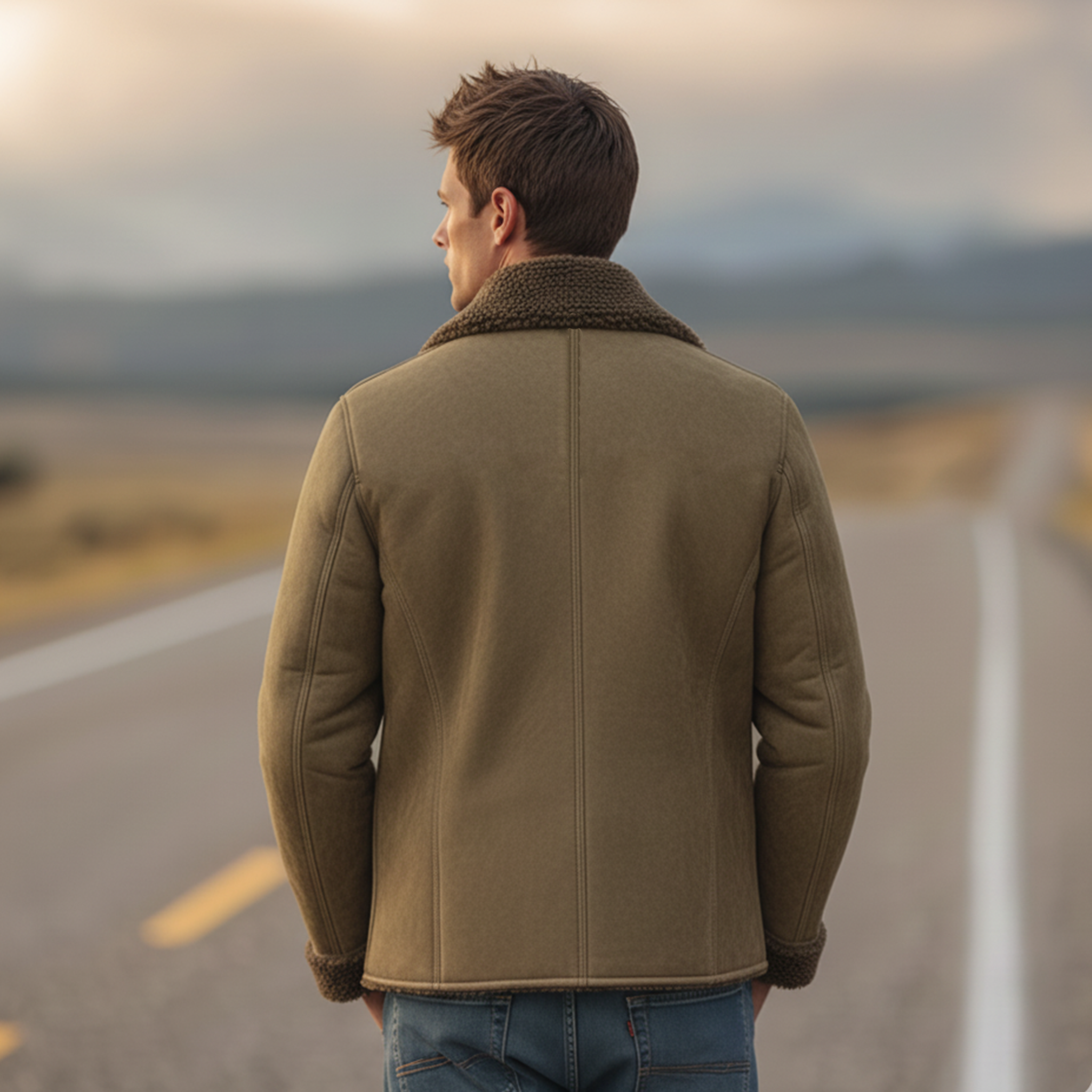 Men's Classic Retro Lapel Fleece-lined Faux Suede Jacket MTA0100K6K