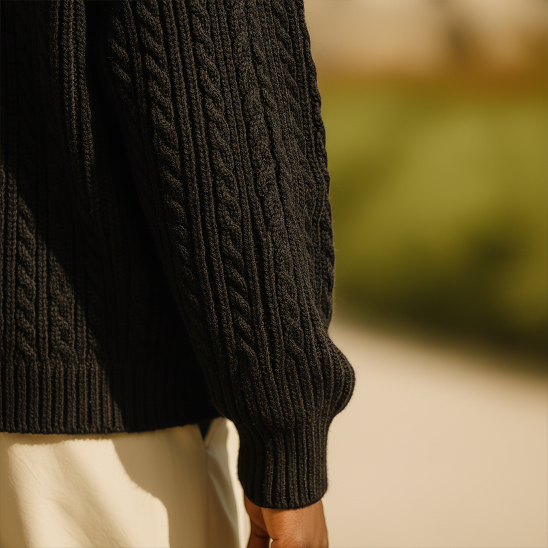 Men's Winter Vintage Cable-Pattern Cotton Knit Zipper Sweater MTA1477J5P