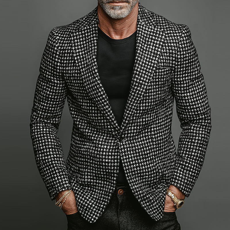 Men's Retro Casual Houndstooth Blazer MTA1093K4TO