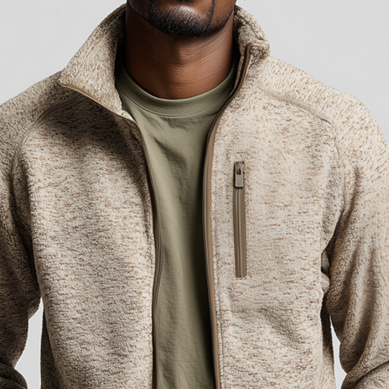Men's Retro Casual Polar Fleece Splicing Zipper Lapel Jacket MTA1015J9TO