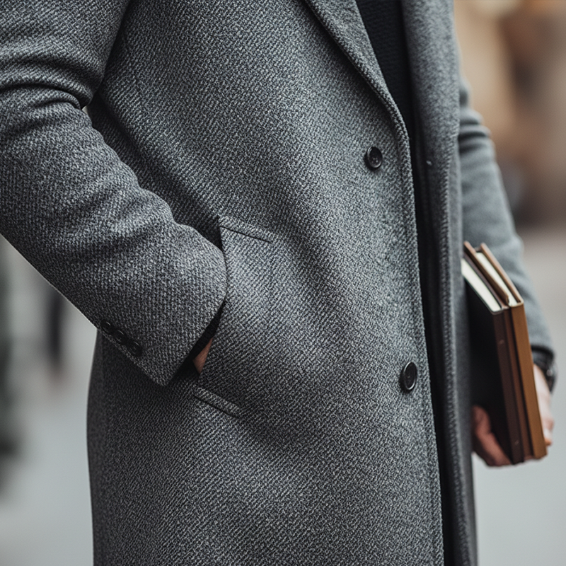 Men's Winter Retro Twill Faux Wool Button Mid-Length Coat MTA2842K1P