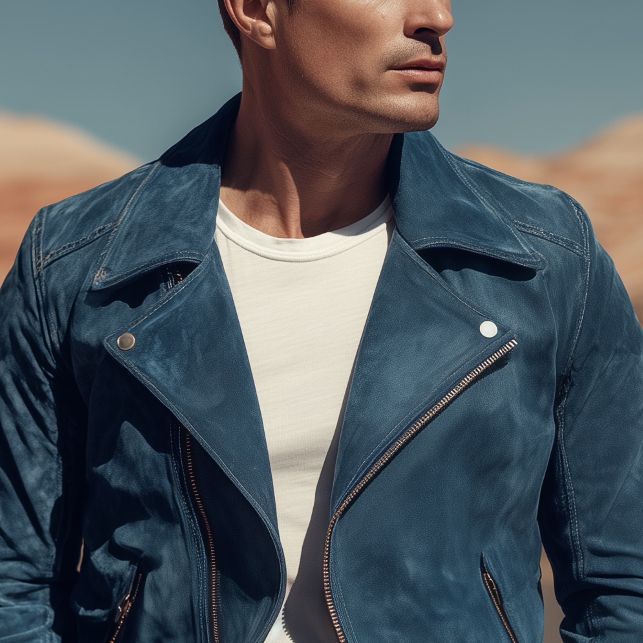 Men's Classic Casual Lapel Suede Zip-Up Motorcycle Jacket MTA2536H3K