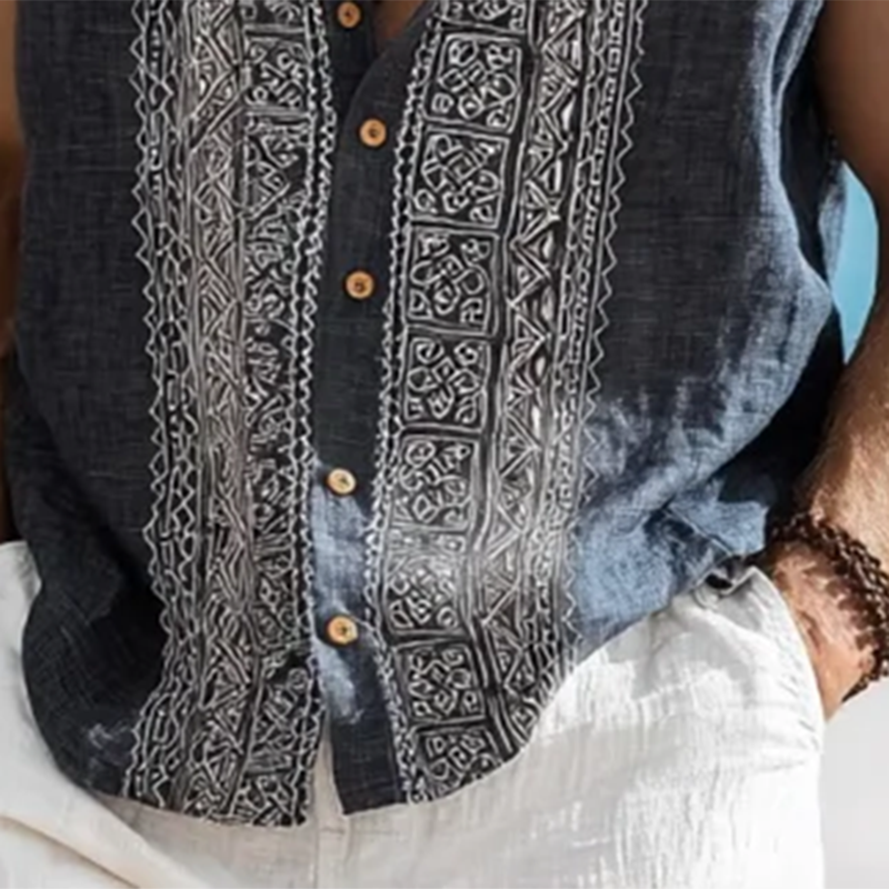 Men's Embroidered Single Breasted Hooded Sleeveless Shirt MTA0481G5Y