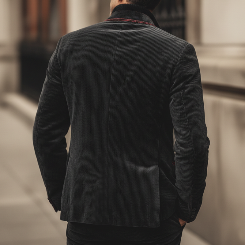 Men's Classic Business Corduroy Three-button Embroidered Blazer MTA1618L3U