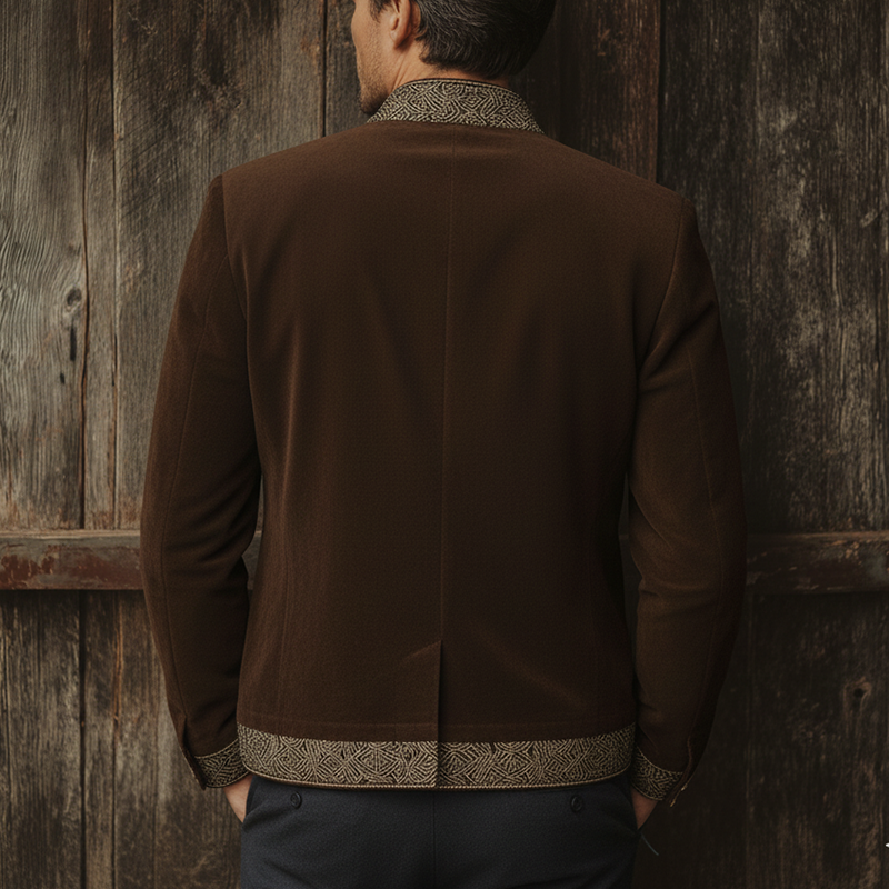 Men's Winter Fashion Embroidered Faux Suede Cropped Jacket MTA1551J3P